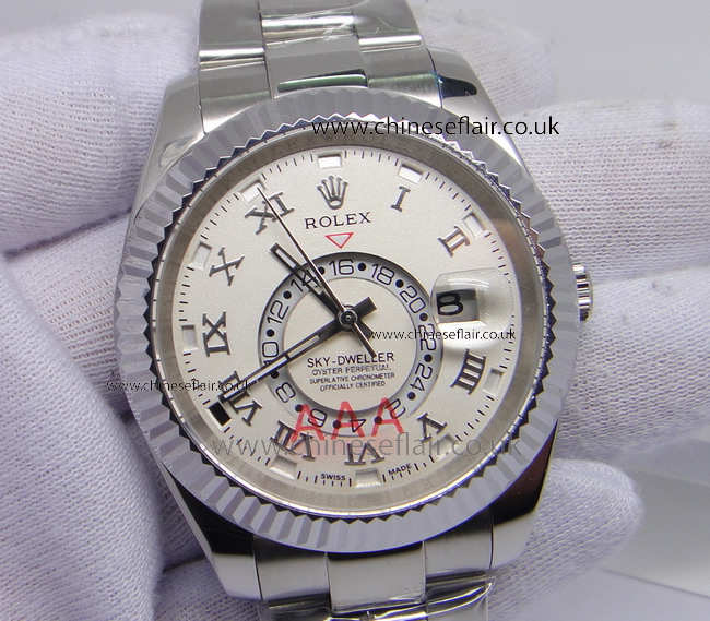 Rolex Sky-Dweller 326939w Copy Watch Roman Markers White Face